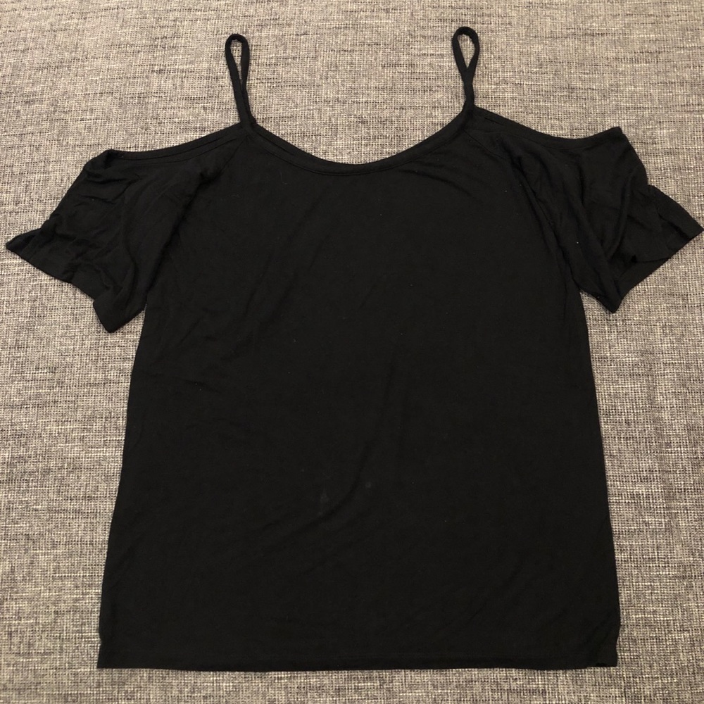 Rayon/spandex knit cold shoulder top